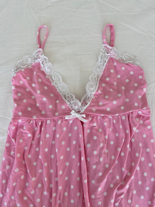 Pink Polka Dot Babydoll Dress