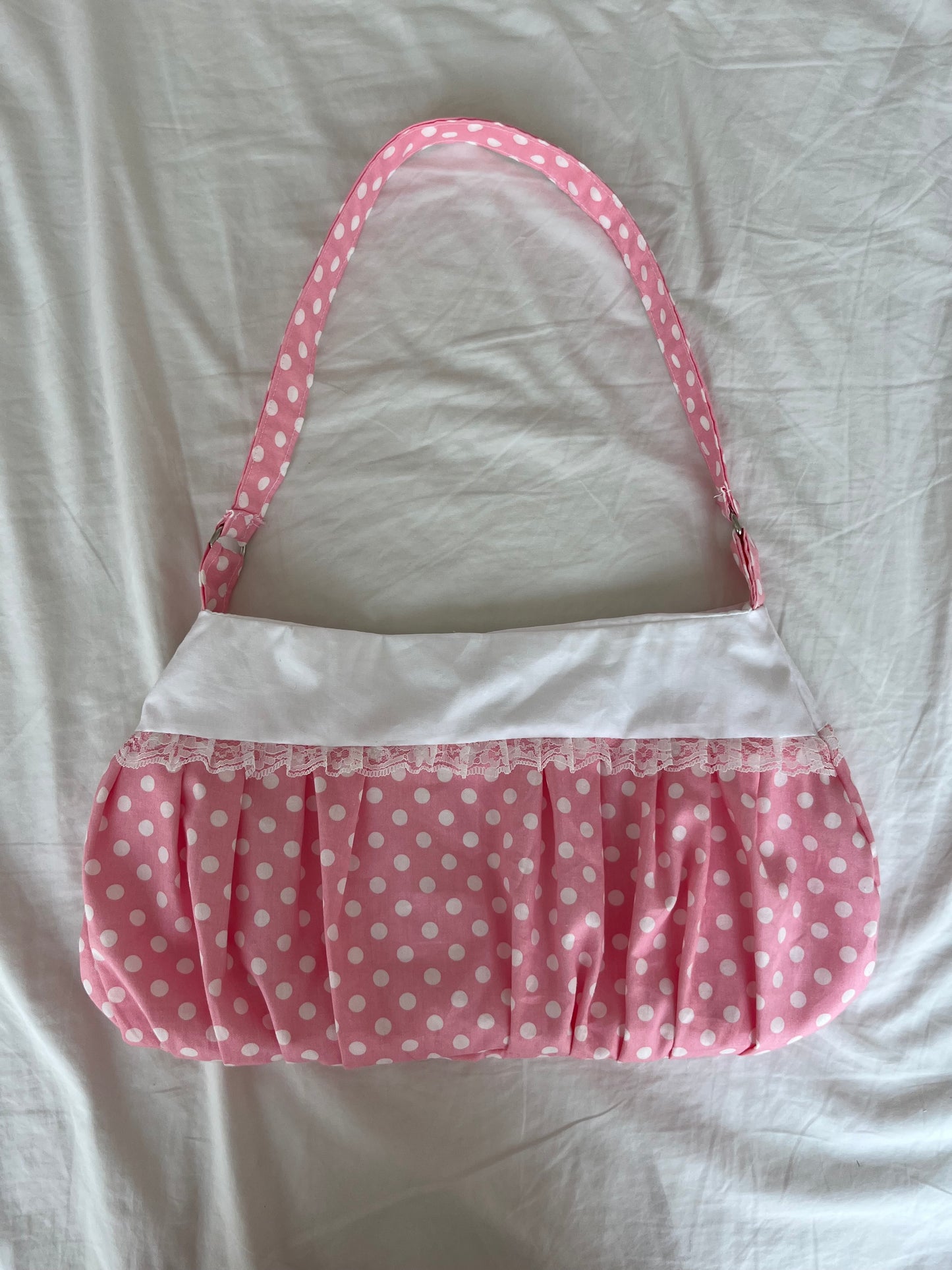 Pink Polka Dot Button Bag