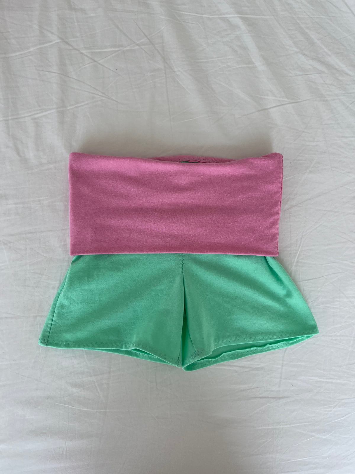 Rosie Foldover Shorts in Jade & Pink