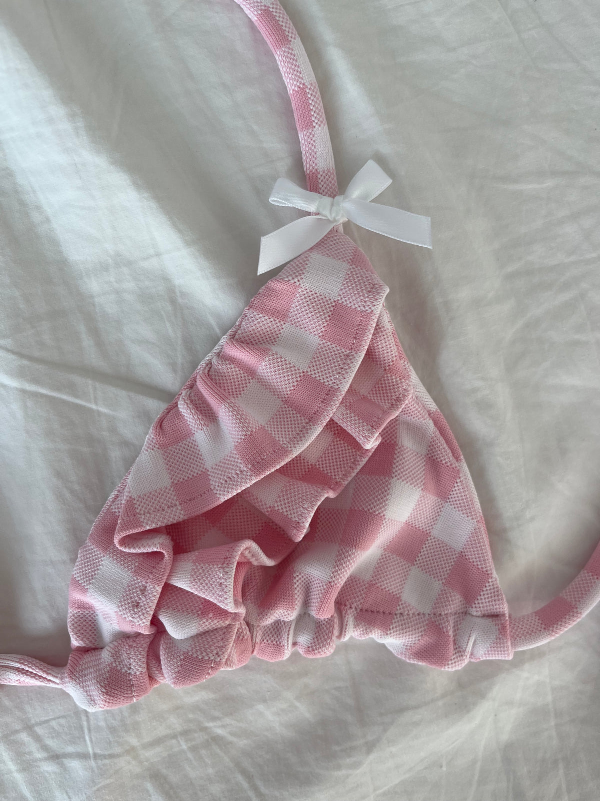 Sweetheart Gingham Ruffle Bikini Top