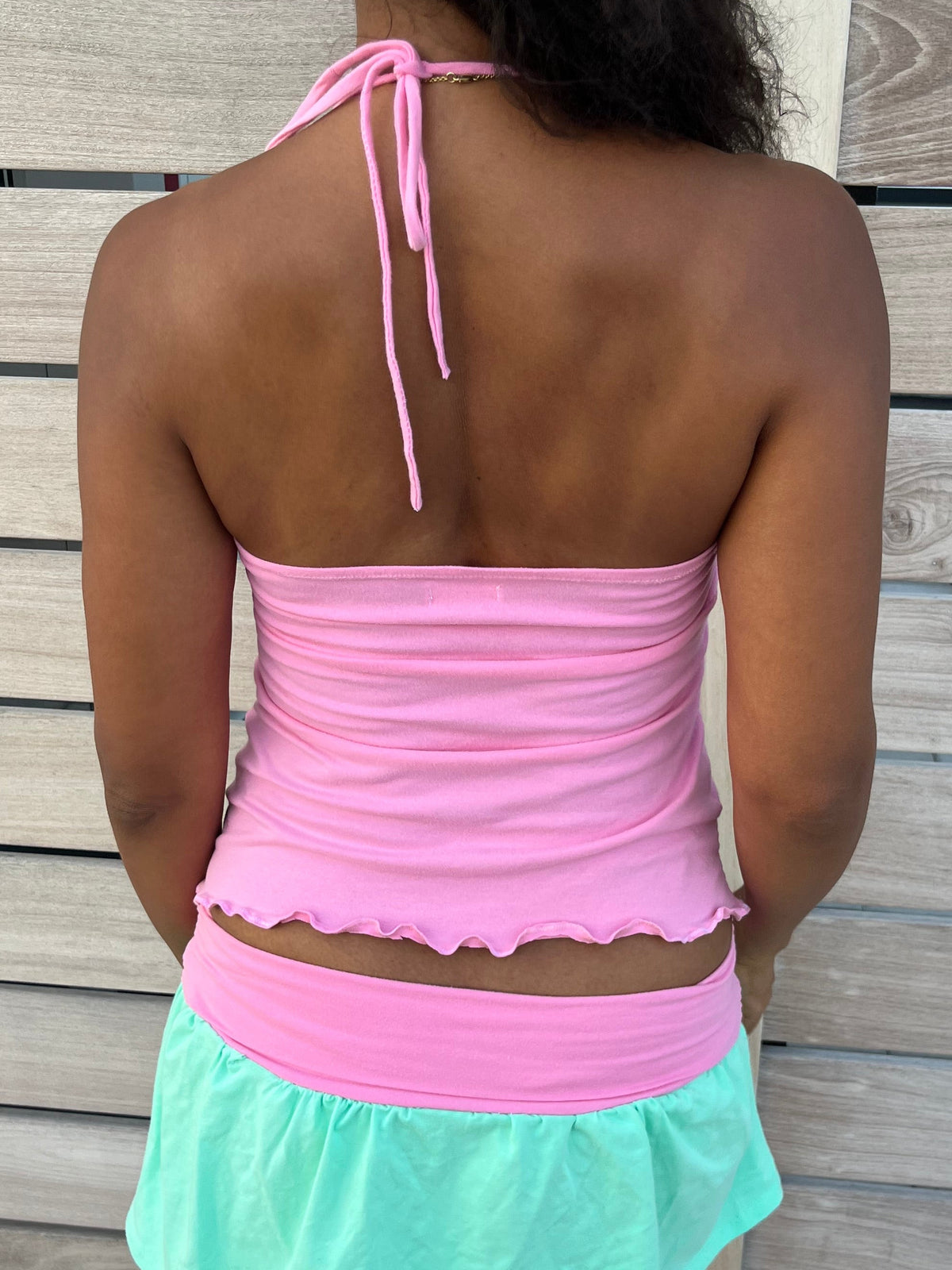 Hand Beaded Hot Pink Halter Top