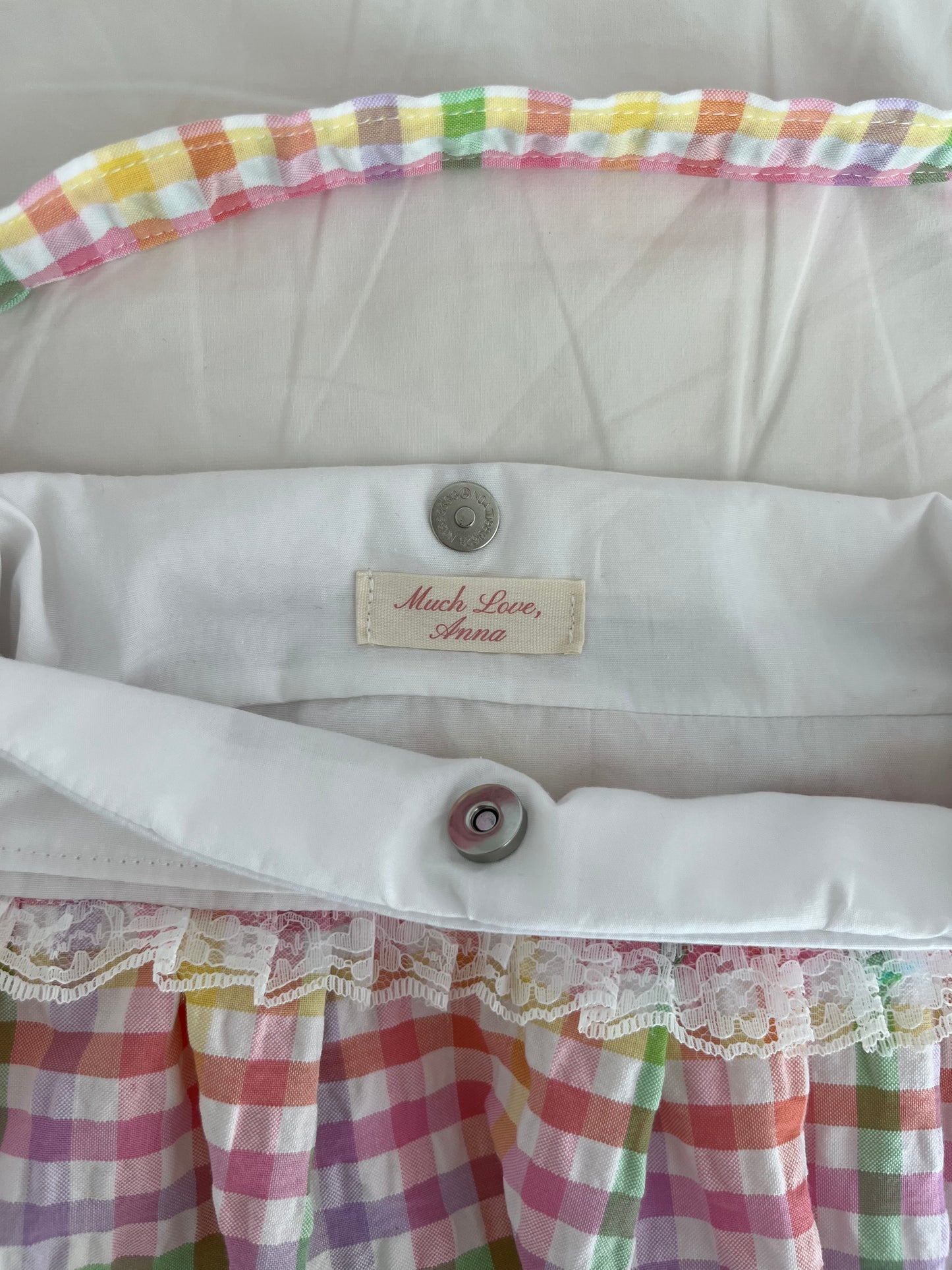 Pastel Gingham Button Bag