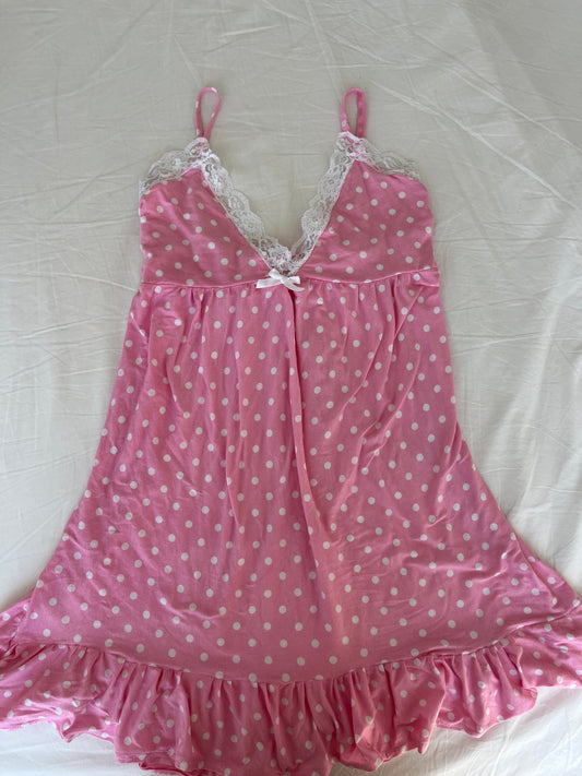 Pink Polka Dot Babydoll Dress