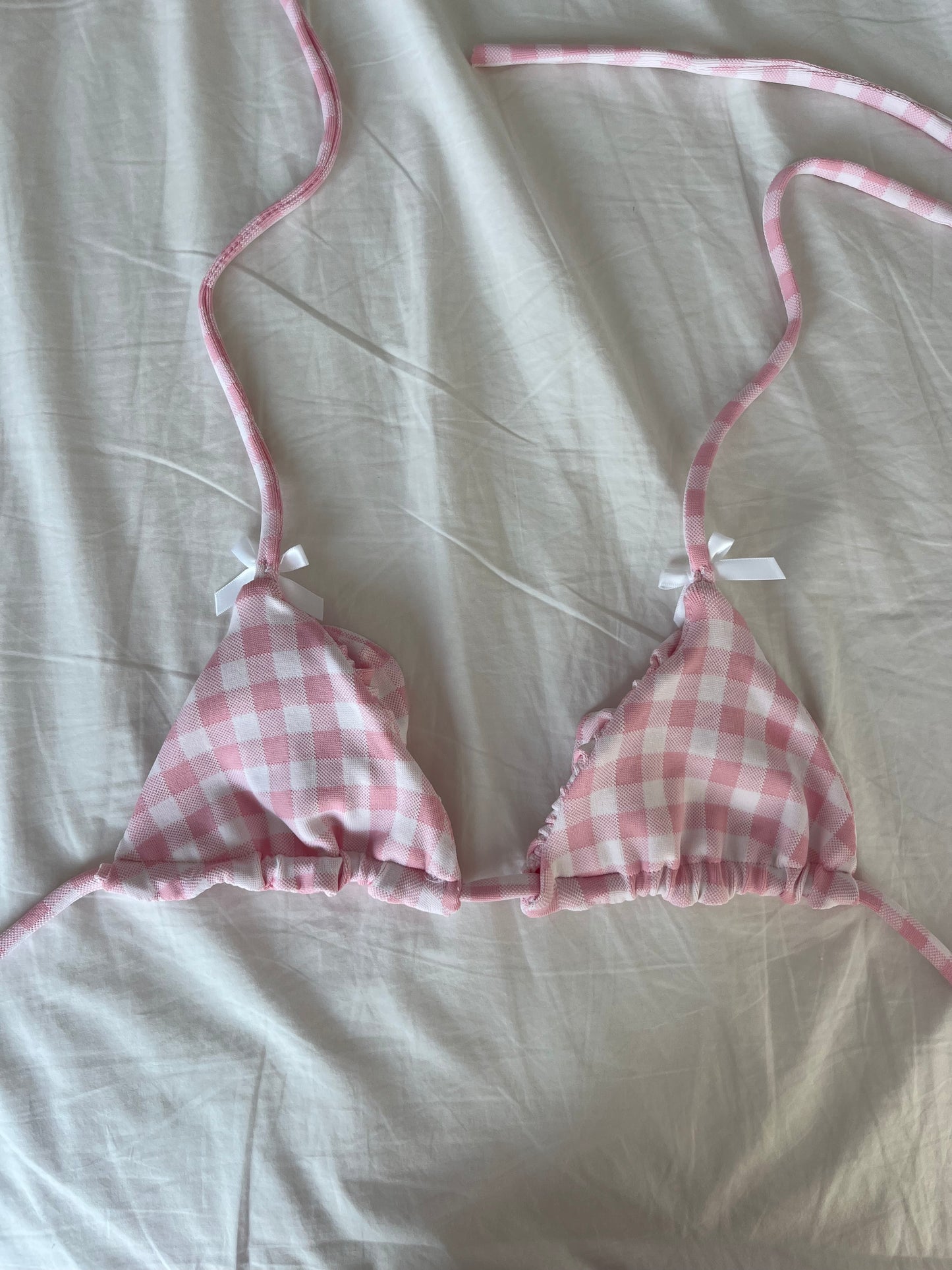 Sweetheart Gingham Ruffle Bikini Top