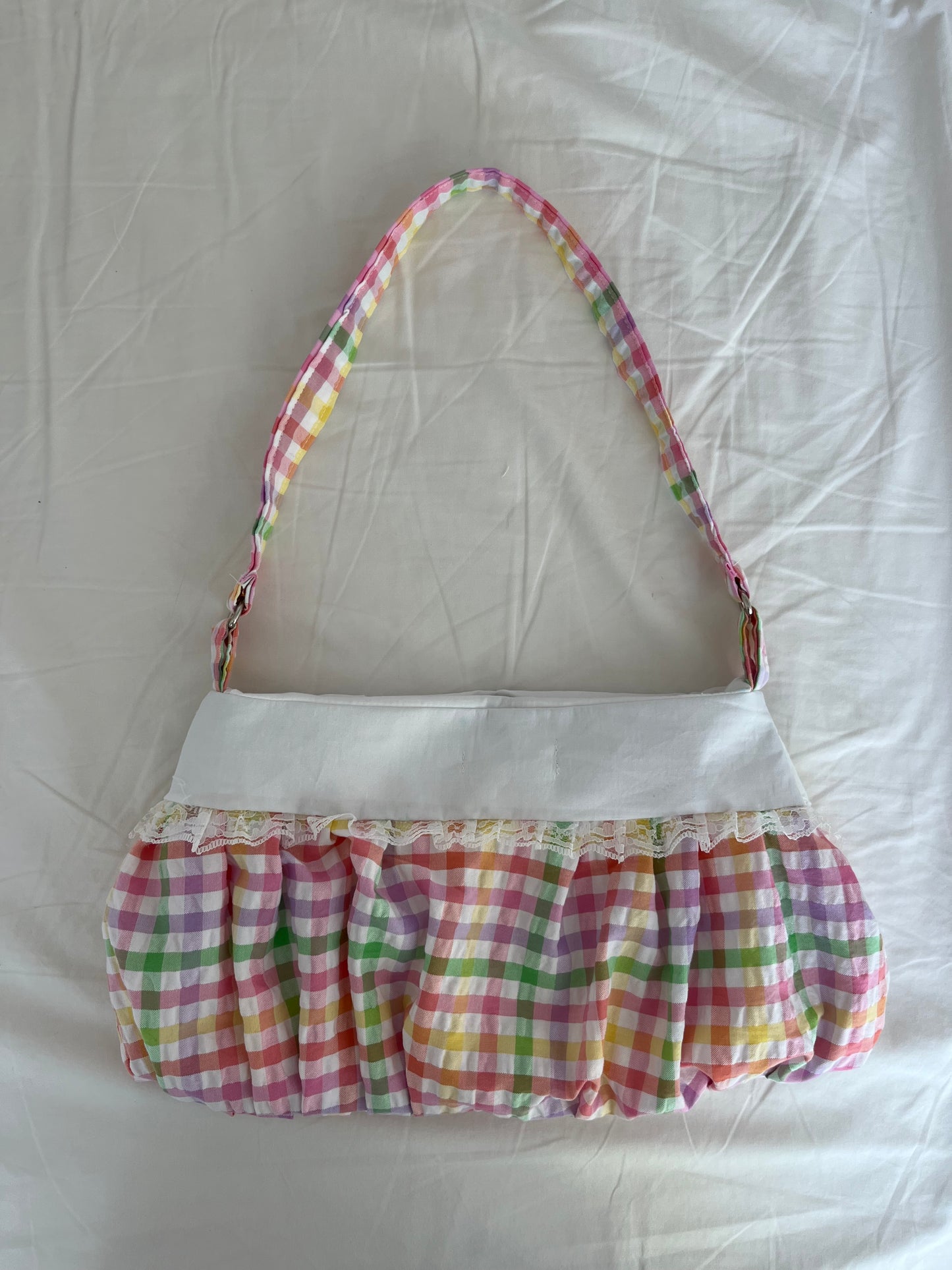 Pastel Gingham Button Bag