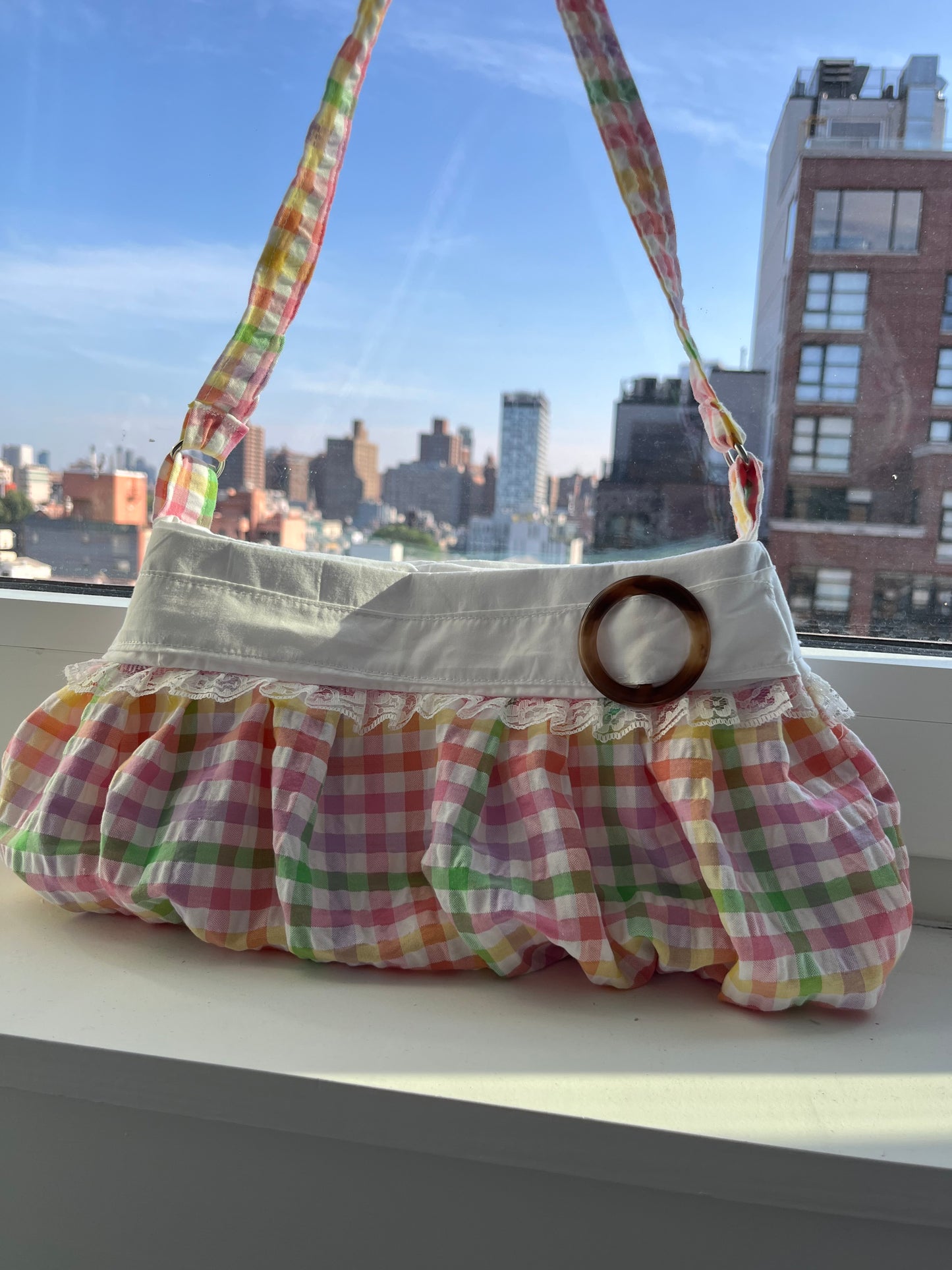 Pastel Gingham Button Bag