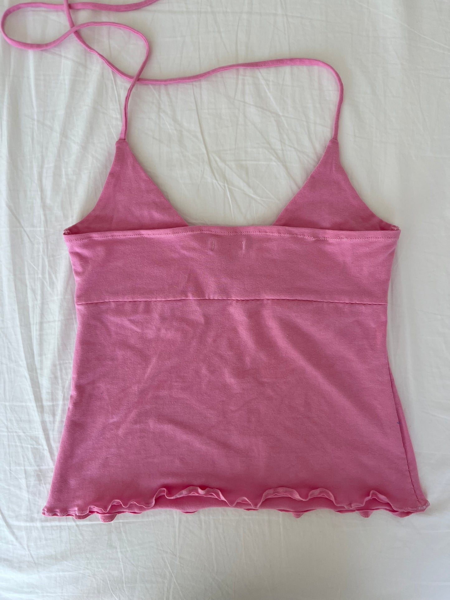 Hand Beaded Hot Pink Halter Top