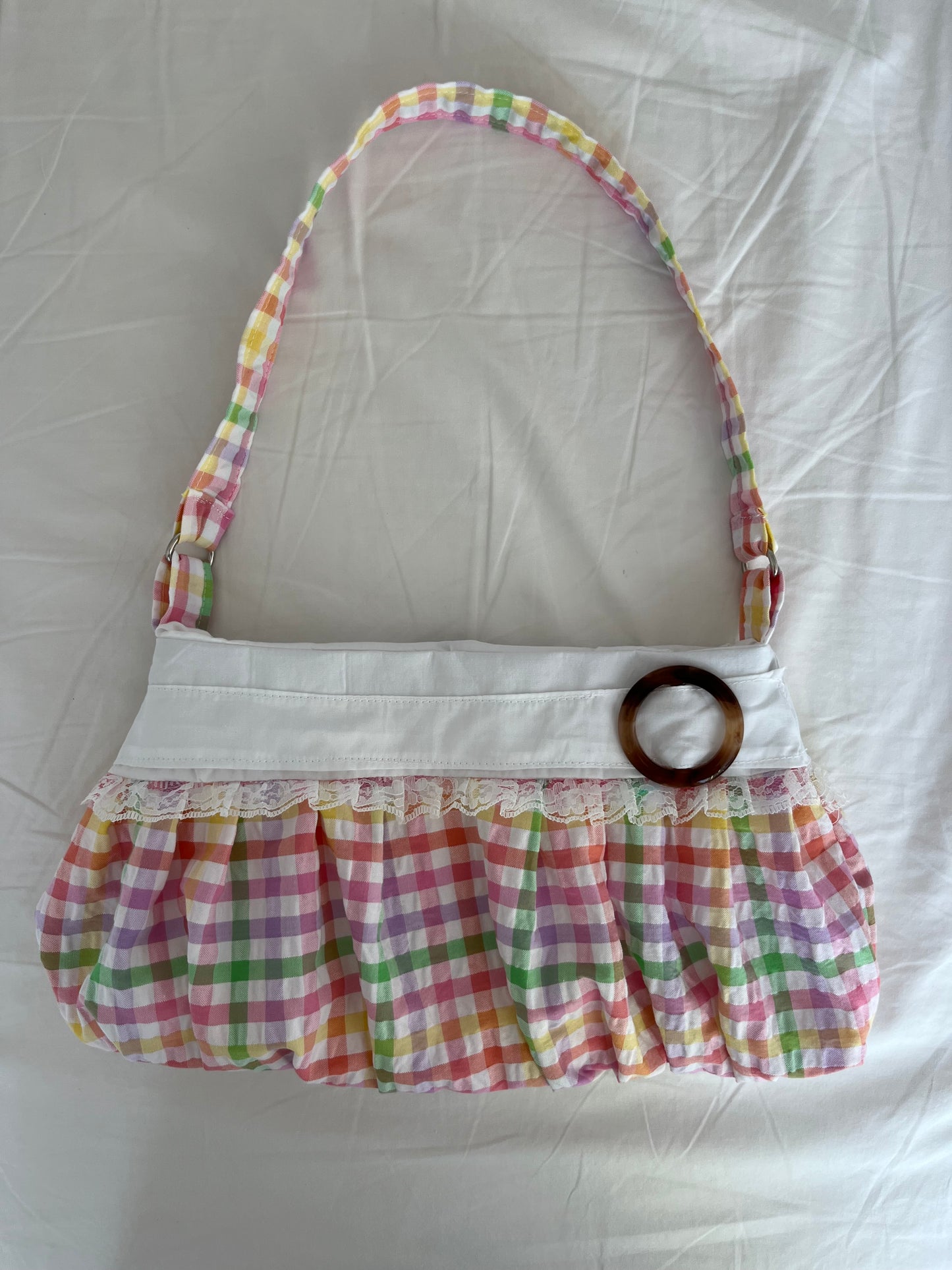 Pastel Gingham Button Bag