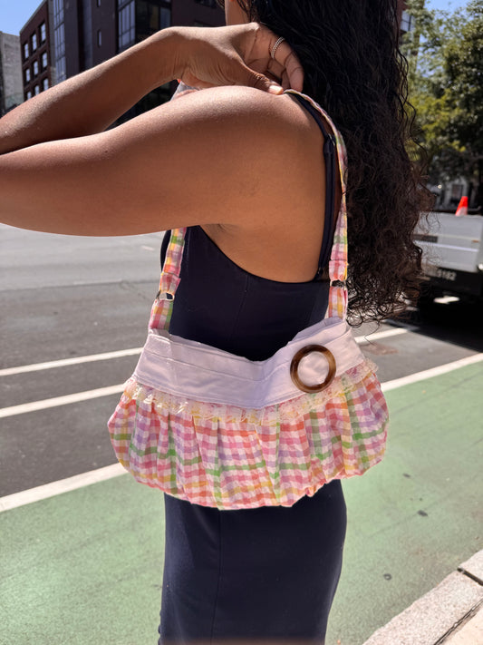 Pastel Gingham Button Bag